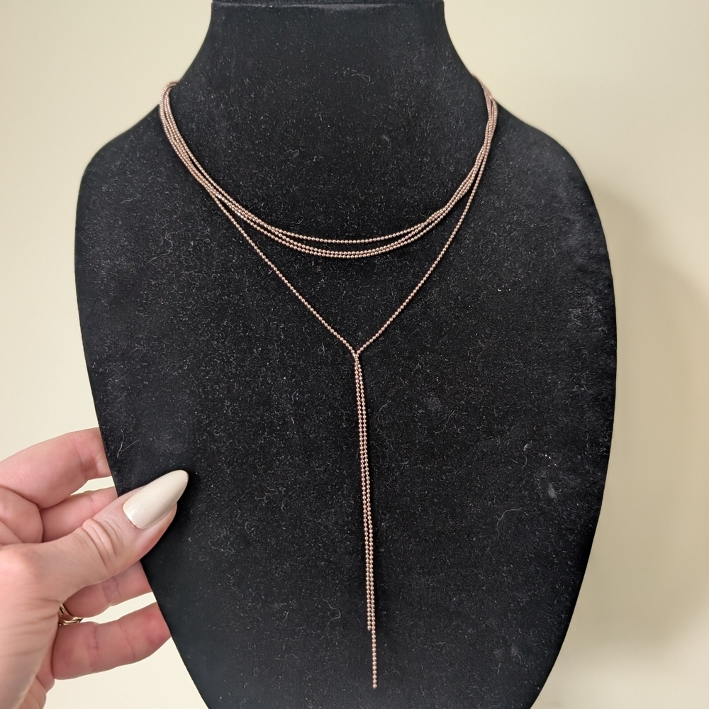 Delicate Rose Gold Layered Lariat Necklace for Women
